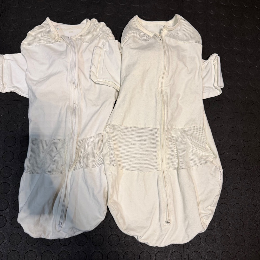Happiest Baby SNOO Sack Swaddle Set of 2 Ivory White Organic Cotton Mesh Medium
